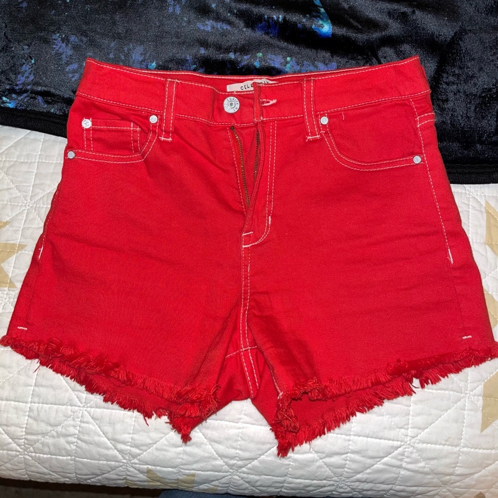Red Jean Shorts